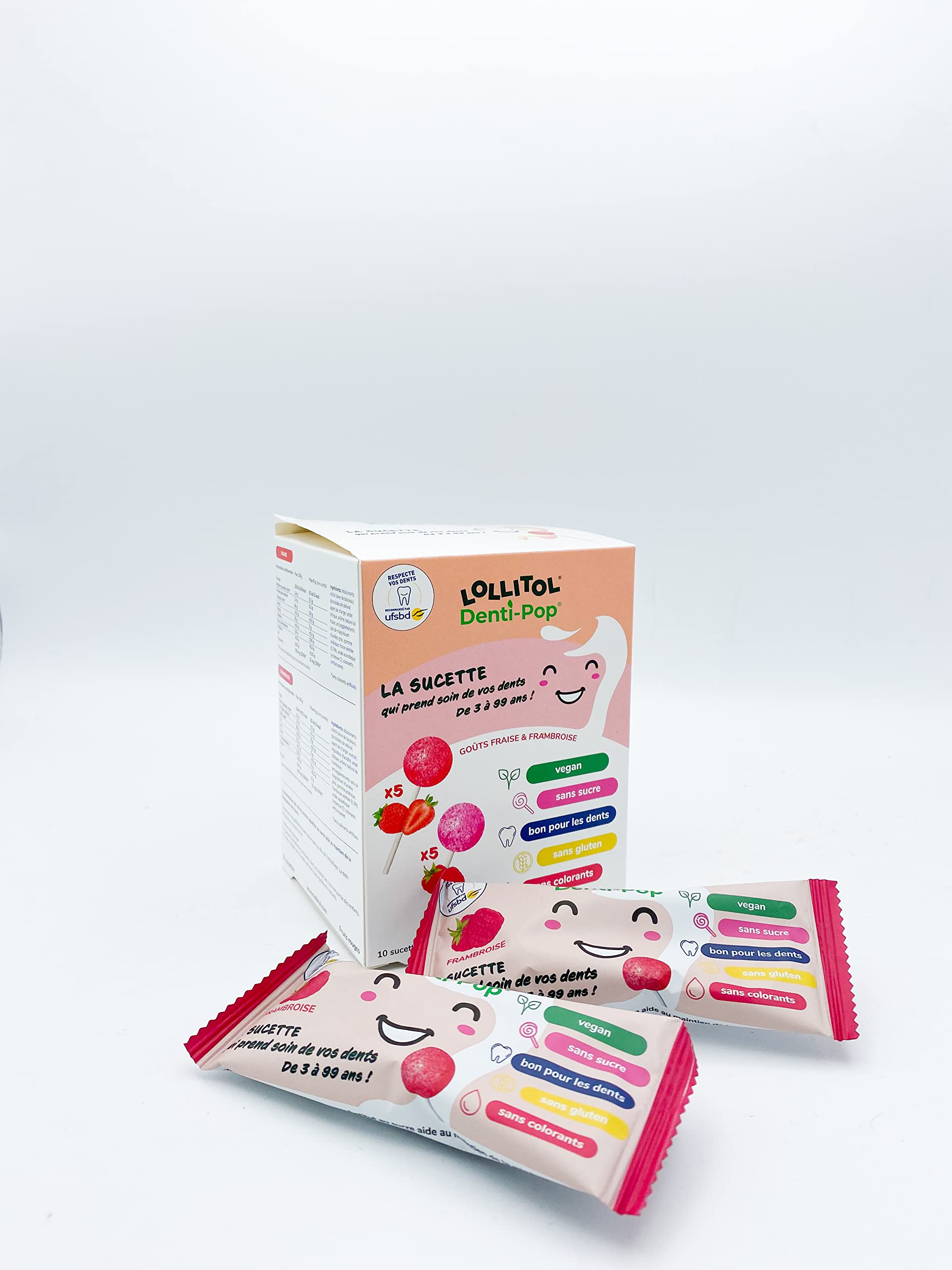 Sucettes Sans Sucre - Lollitol - Box Fruits Rouges, Saveur Fraise & Framboise - La Confiserie qui Allie Gourmandise et Bien-Être - Bonbons Sans Sucre, Vegan et sans Aspartame - Pack de 10