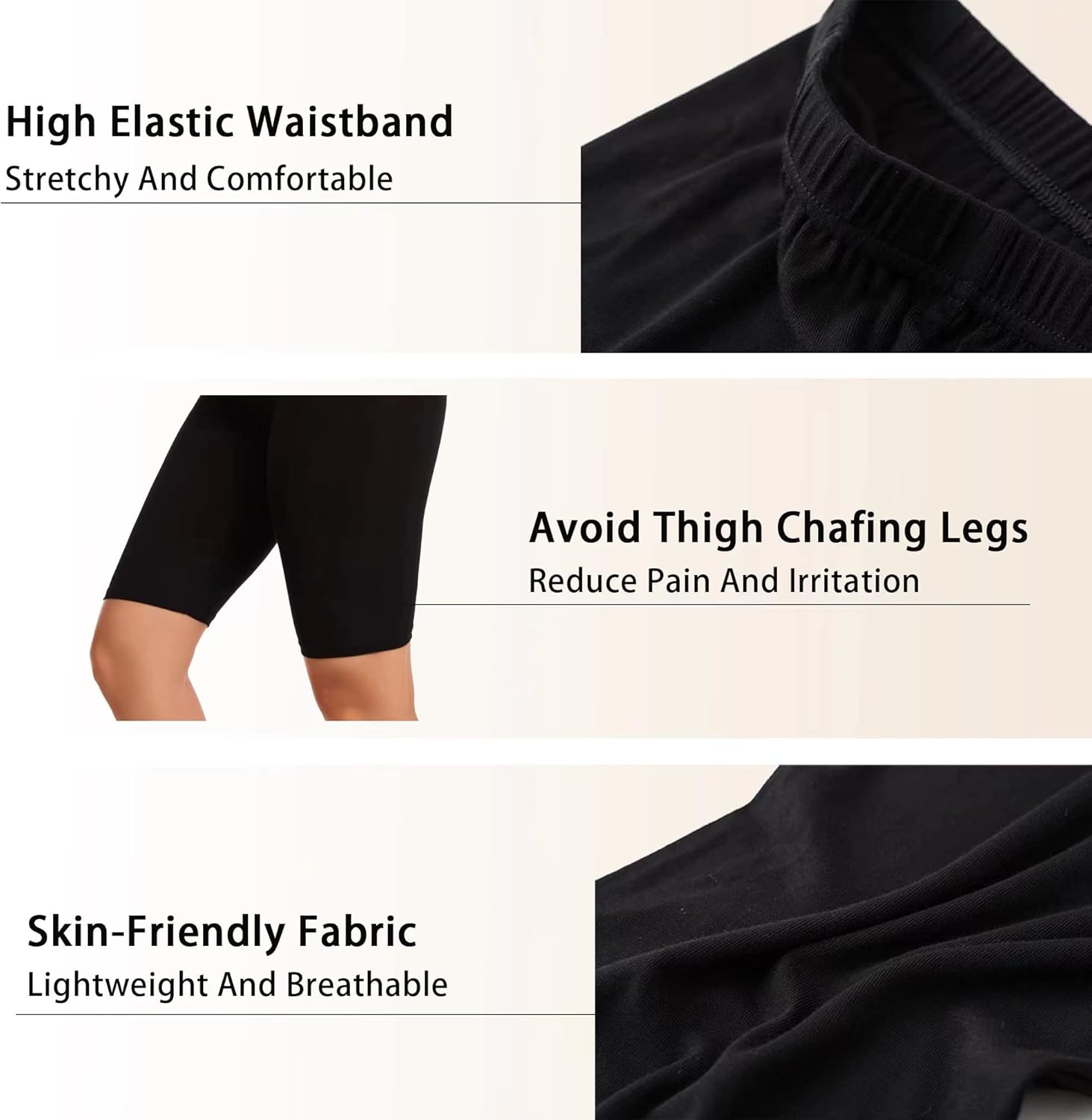 Short Leggings for Women Anti Chafing Shorts for Under Dresses Knee Length Leggings Women 2 Pack - Image 3