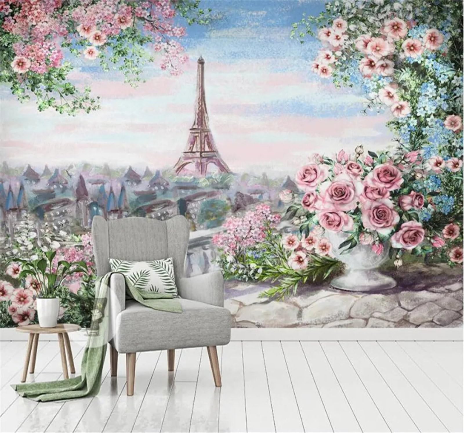 Xlming 200Cm×140Cm(B×H) Hand Drawn Beautiful Garden Architecture Landscape 3D Wallpaper Silky Texture Home Study Office Grey Dining Room Sofa Bedroom Living Room Tv Backdrop-200Cm×140Cm