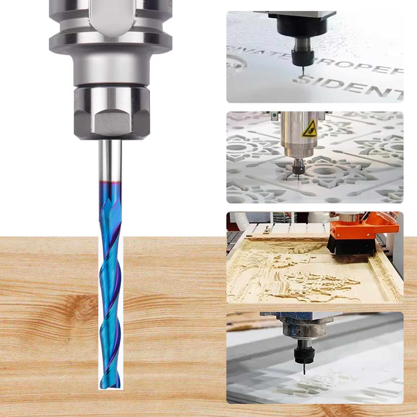 Mesee Upcut Spiral Router Bit 1/4 Inch Shank 2-Flute Long End Mill Bit 2-Inch Cutting Length Carbide CNC Router Bit 1/4-Inch Cutting Diameter End Mill Cutter Wood Mortises Engraving Milling Tool