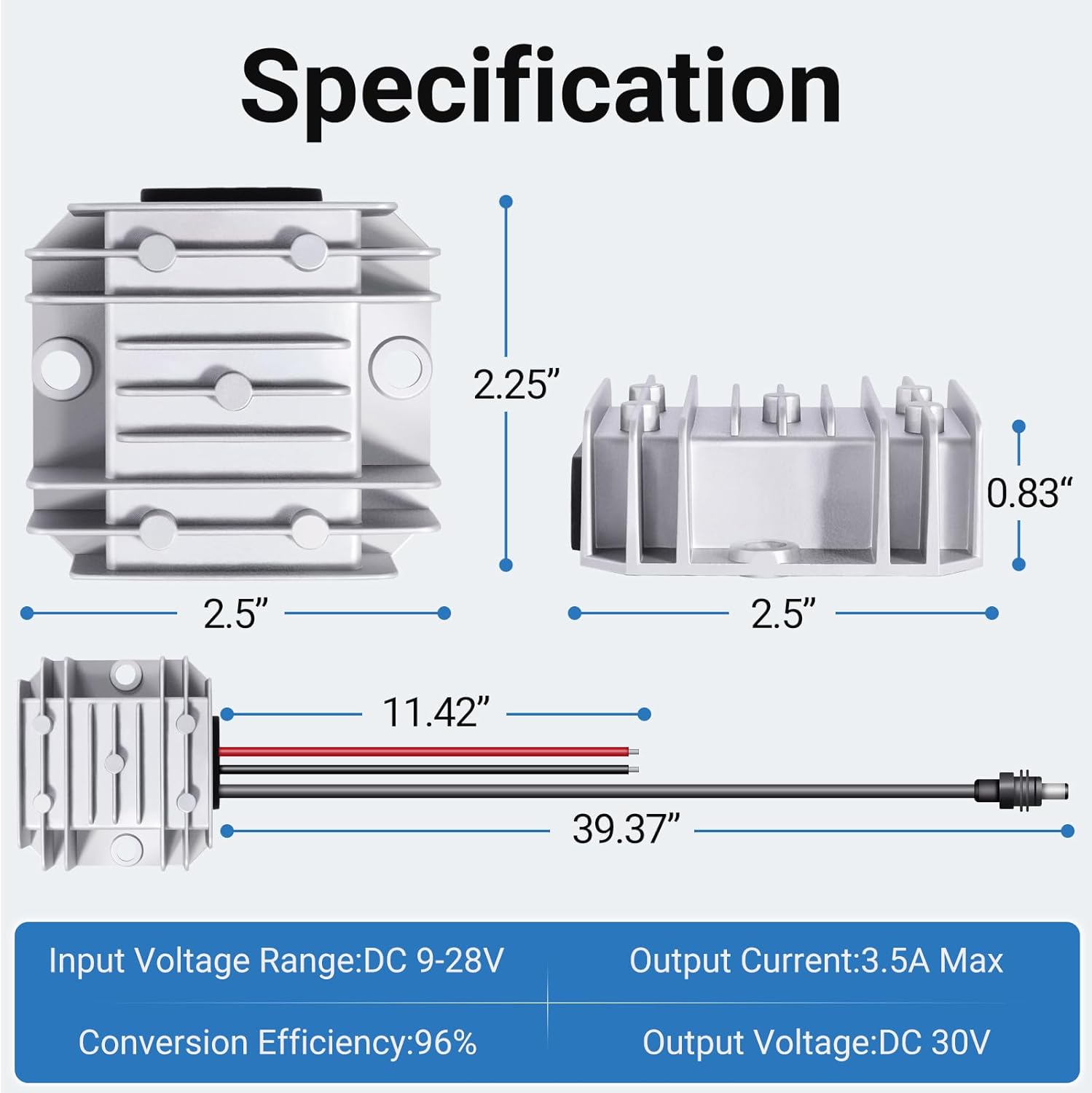 Starlink Mini 12V Boost Converter with DC Power Cord, 12V/24V to 30V 3.5A Converter Kit DC Male Plug for Starlink Mini, Truck RV (3.2ft) - Image 3
