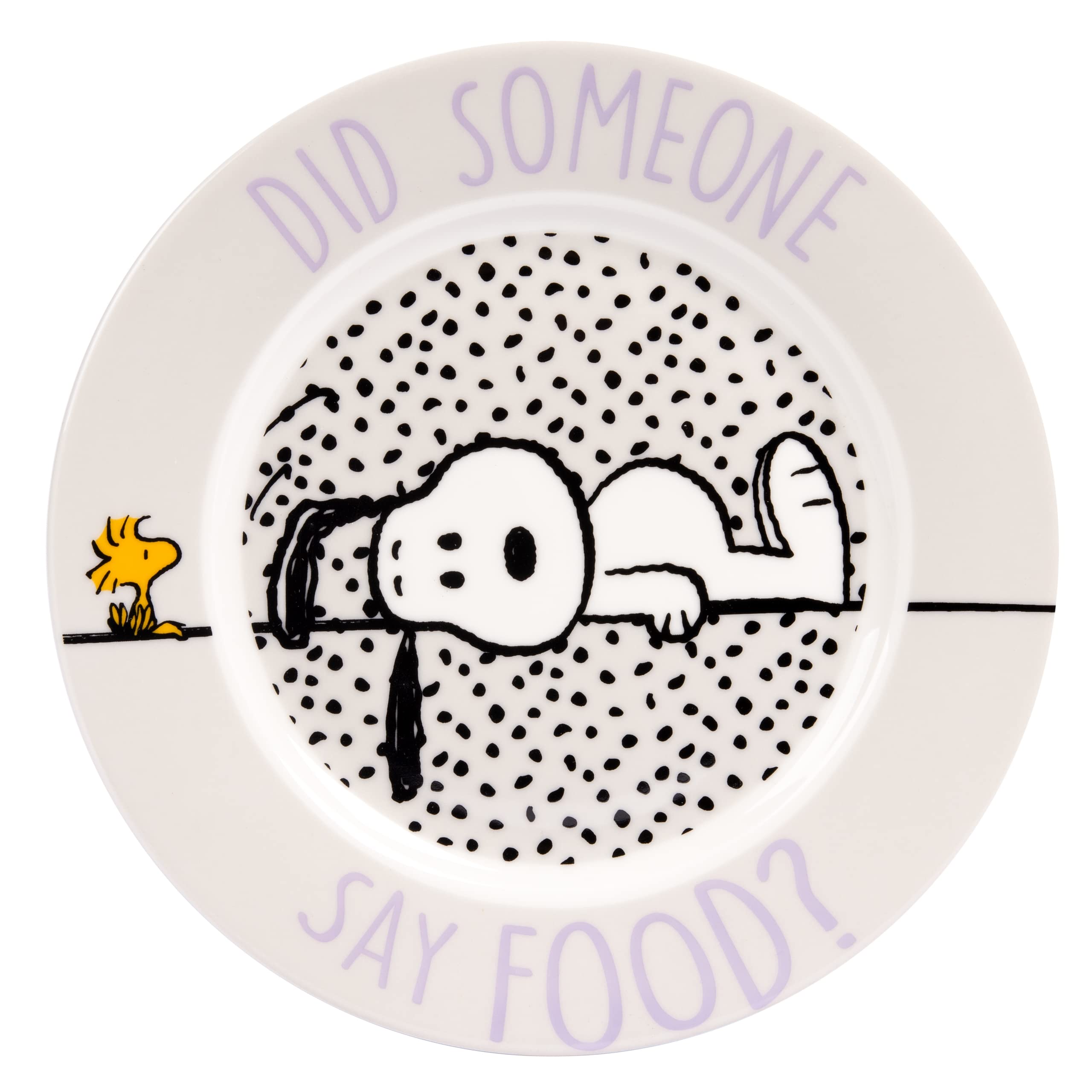Set da colazione dei Peanuts Snoopy - Qualcuno ha detto cibo! Set di stoviglie 3 pezzi, piatto, ciotola e tazza in porcellana Bianco
