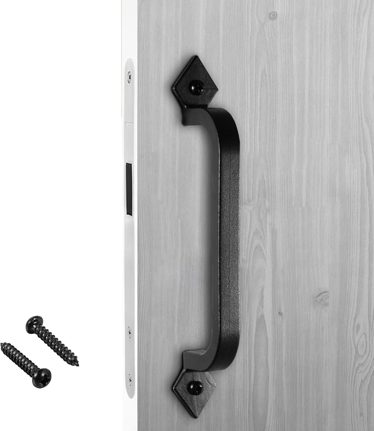 Voilamart 10" Gate Pull Handle, Pack of 1 Black Cast Iron Sliding Barn