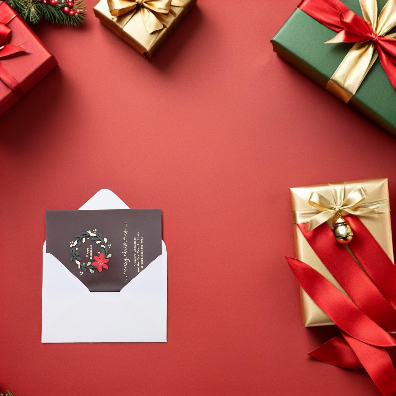 Zerodeko 20sätze Weihnachtskarten mit Umschlag Vintage Blanko Grußkarten Unbedruckt Innen Leere Karten für Weihnachtsfest Einladungen Festliche Weihnachtsgrußkarten