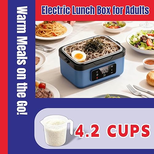 Miniatura 2 de Lonchera portátil con calefacción, 1L1.5L, acero inoxidable 304, batería de 10000 mAh, calentador de alimentos con control digital inteligente de
