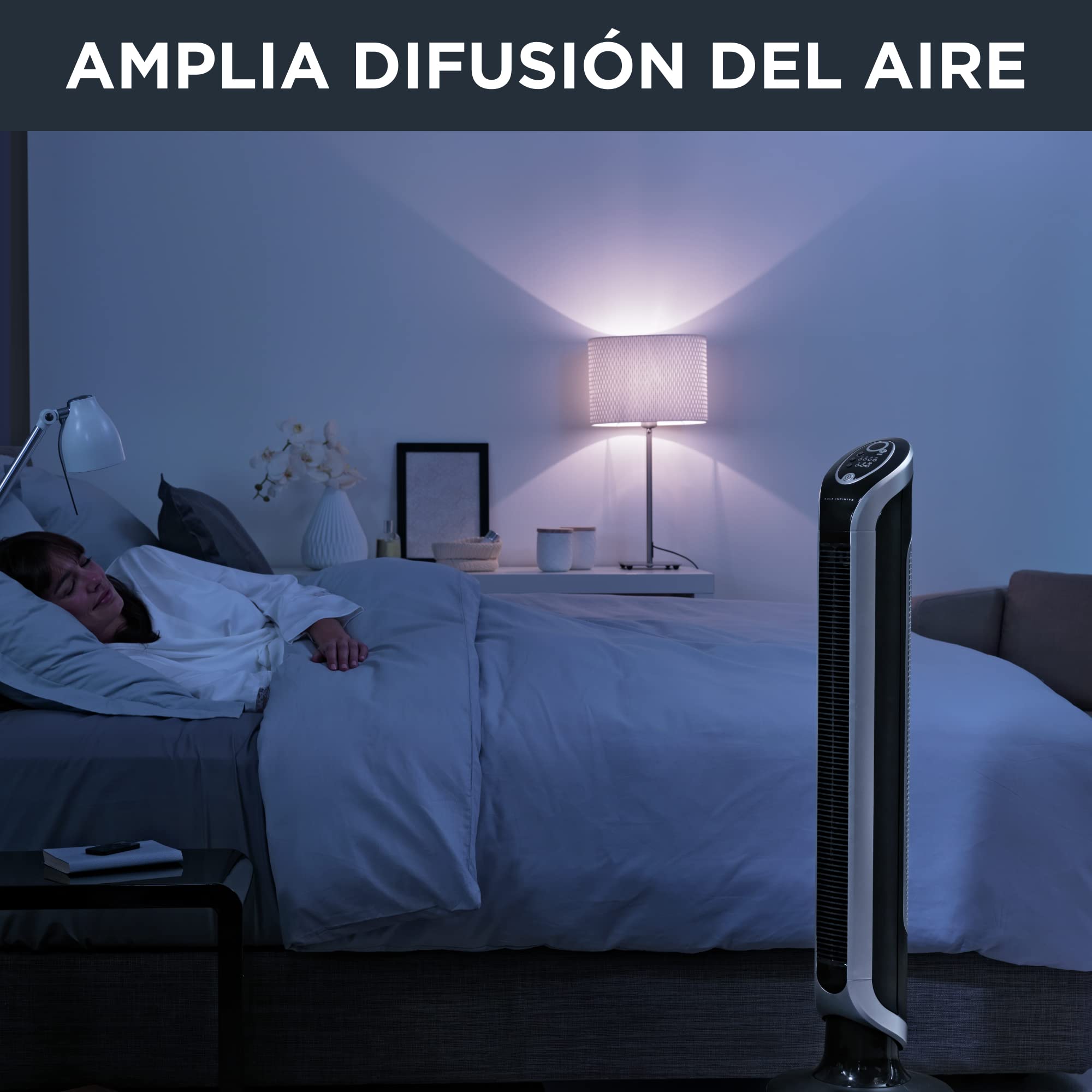 Rowenta VU6670 Eole Infinite, ventilatore a torre, timer fino a 8 ore, 3 velocità, telecomando, spegnimento automatico, nero (ricondizionato)