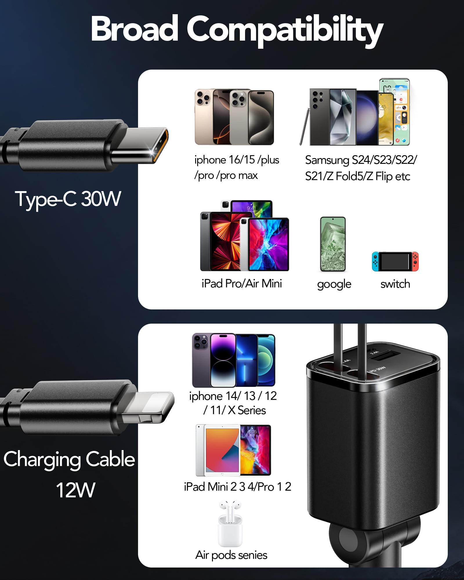 Aimtel Allume Cigare USB C 69W 4 en 1 Chargeur Allume Cigare Compatible avec iPhone 17/Galaxy/Google, Chargeur Voiture Rétractable de Voyage comme Cadeau Vacances