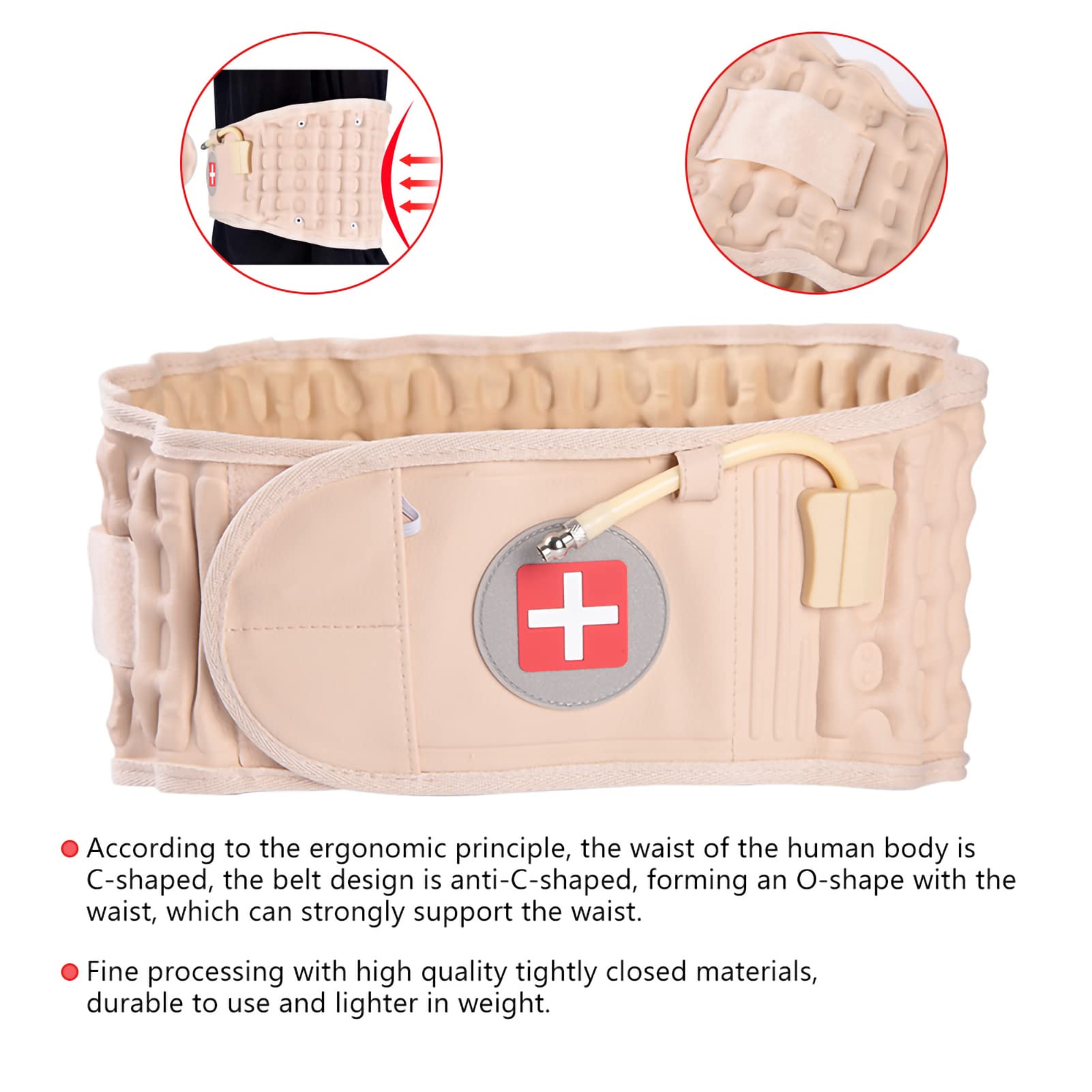 Cinturón de tracción lumbar inflable para alivio de dolor de espalda