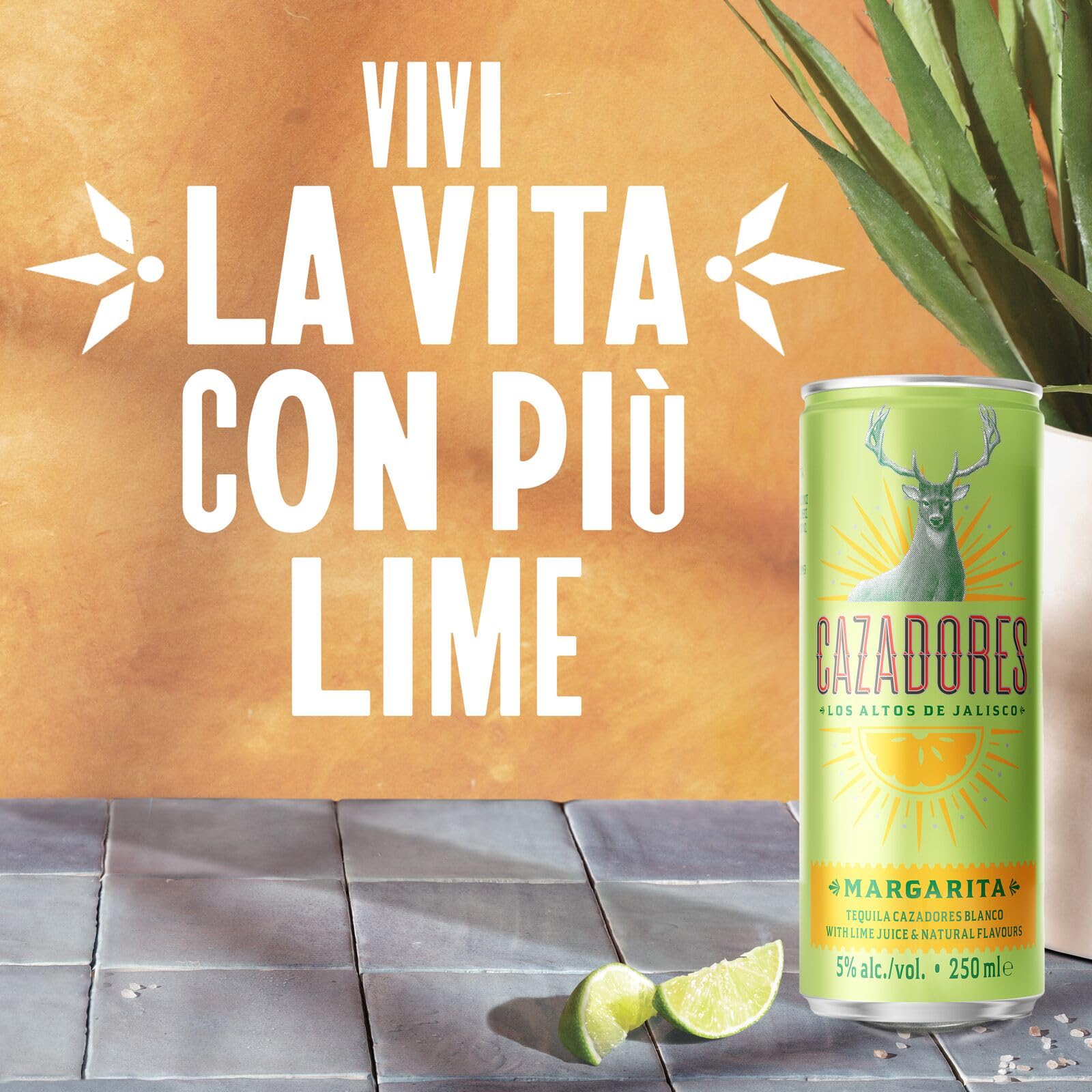 Cocktail Margarita CAZADORES pronto da bere, senza glutine e con aromi naturali, 5% ABV, 12 x 25cl / 250ml