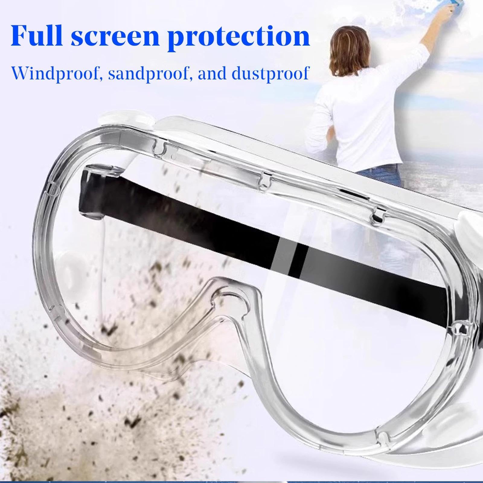 TRHDFW Safety Goggles Clear Wraparound Safety Glasses Eye Impacted Sealed Protective Work Goggles Over Spectacles for DIY Lab Grinding etc GENERAL PURPOSE GOGGLES CLEAR - Image 4