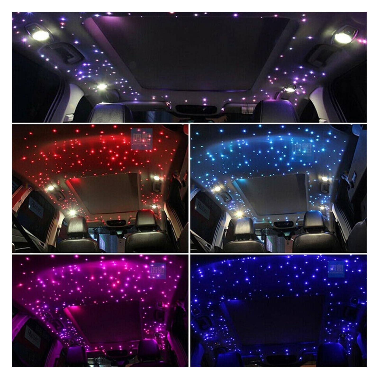 Oświetlenie wnętrza samochodu LED, Zestaw oświetlenia sufitowego na dach samochodowy Star Light Kit, Led Twinkle Fiber Optic App Control wnętrze auta gwiaździste niebo światła sterowane głosem Światła