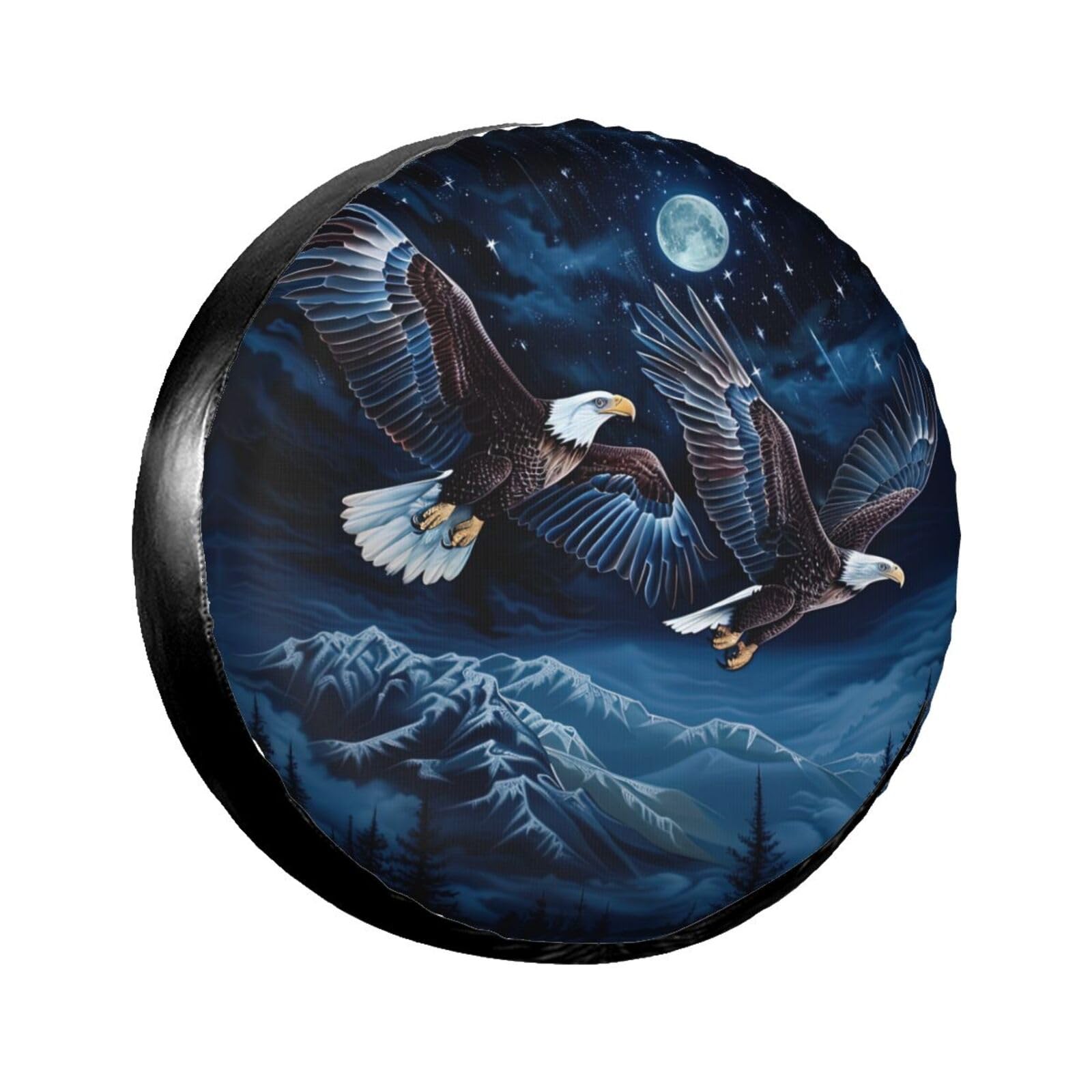 LOJAOGON American Flag Eagle Blue Spare Tire Cover Wheel Protectors Dust-Proof Wheel Tire Cover Fit Trailer, Rv, Sand Many Vehicle 17inch