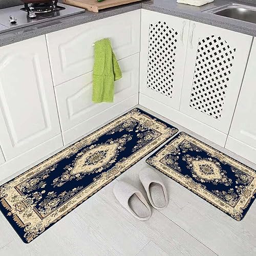 Miniatura 9 de Juego de 2 alfombras de cocina de otoño, hojas de arce otoñales, tapetes de cocina de Acción de Gracias, decoración del hogar, 17 x 48 pulgadas + 17