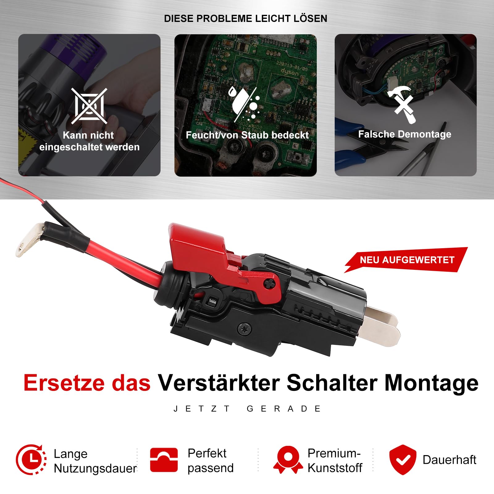 Interruttore in metallo migliorato, ricambio per aspirapolvere Dyson V11 SV14, Power Trigger V11