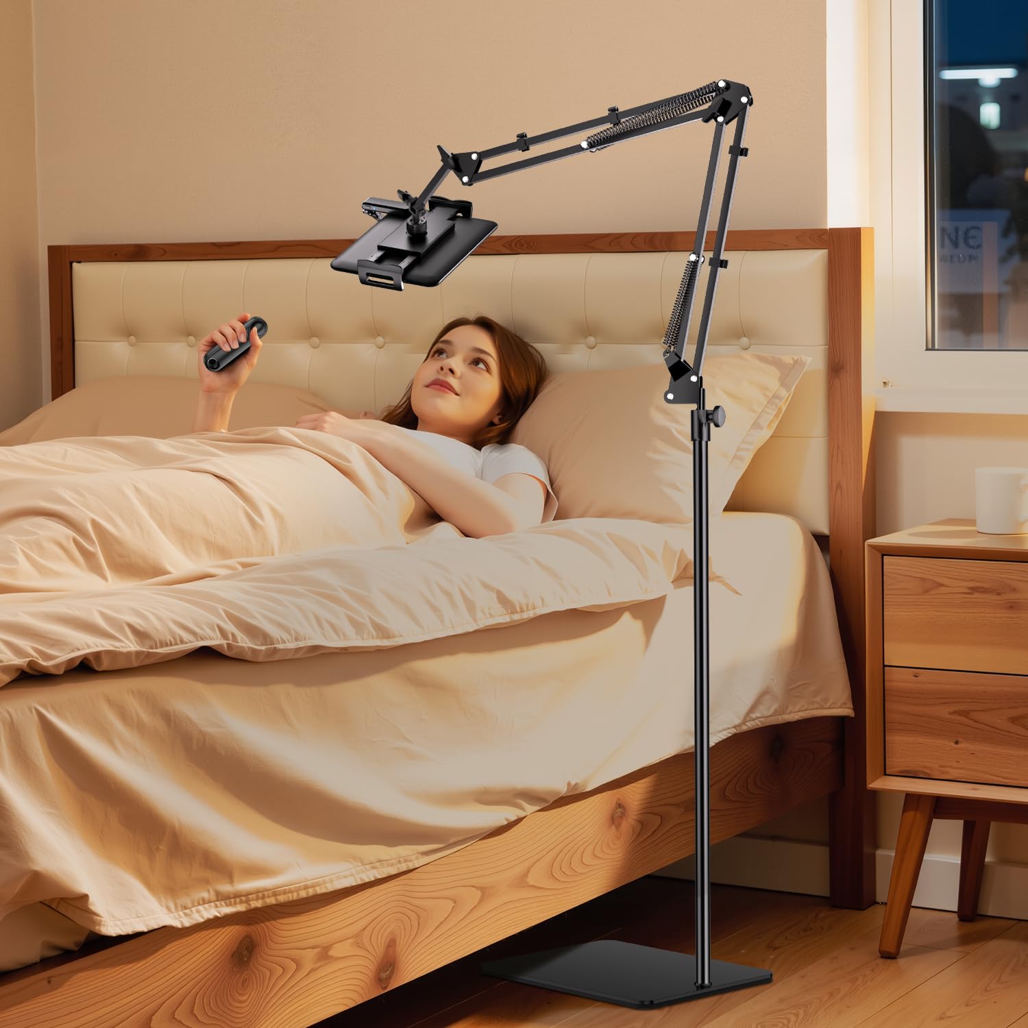 Tryone Tablet Floor Stand for Kindle Holder E-Book Bed Mount with Page Turner Remote Flexible Adjustable Arm 1