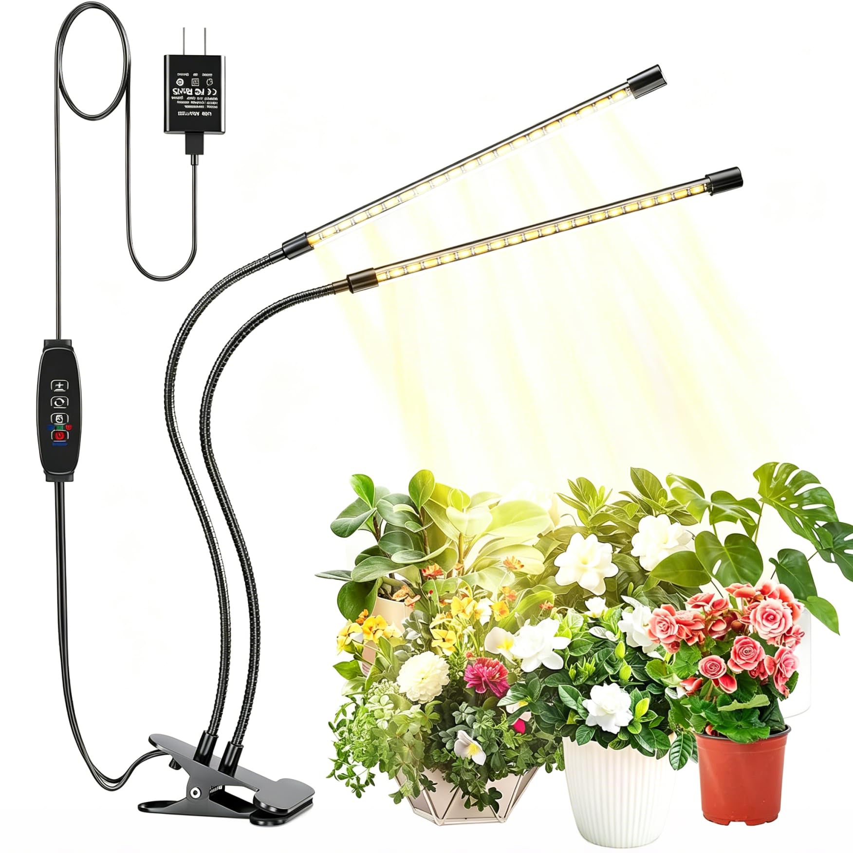 bseah Grow Light Plant Light Indoor Plants, Full Spectrum Clip Plant Growing Lamp, 10-Level Dimmable, Auto On Off Timing 3 9 12Hrs (white)