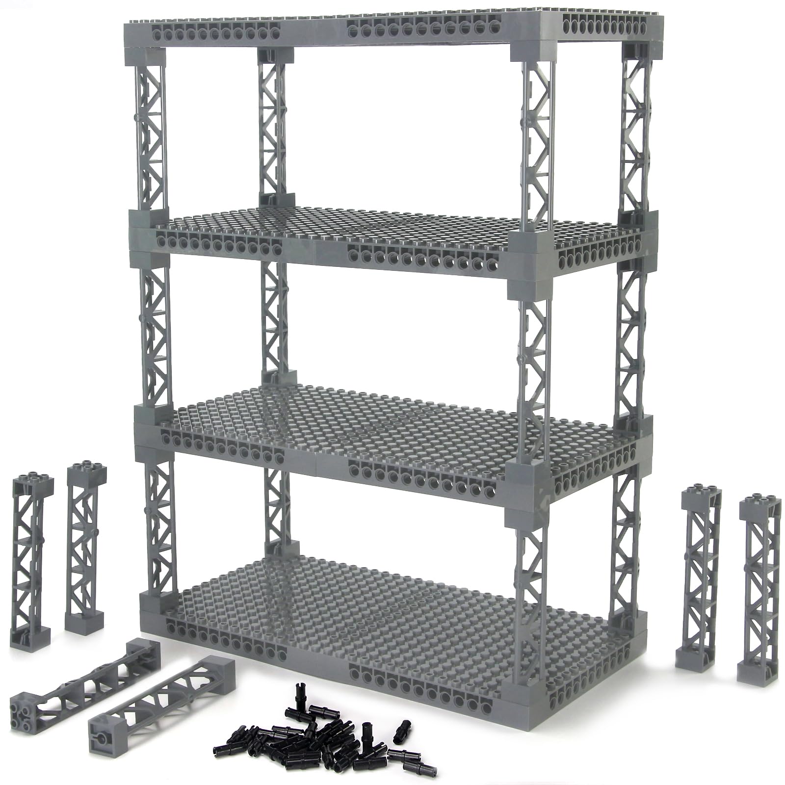 Feleph Plates 16x16 with Support Girder Bricks Set Multi-Tier Display Shelf
