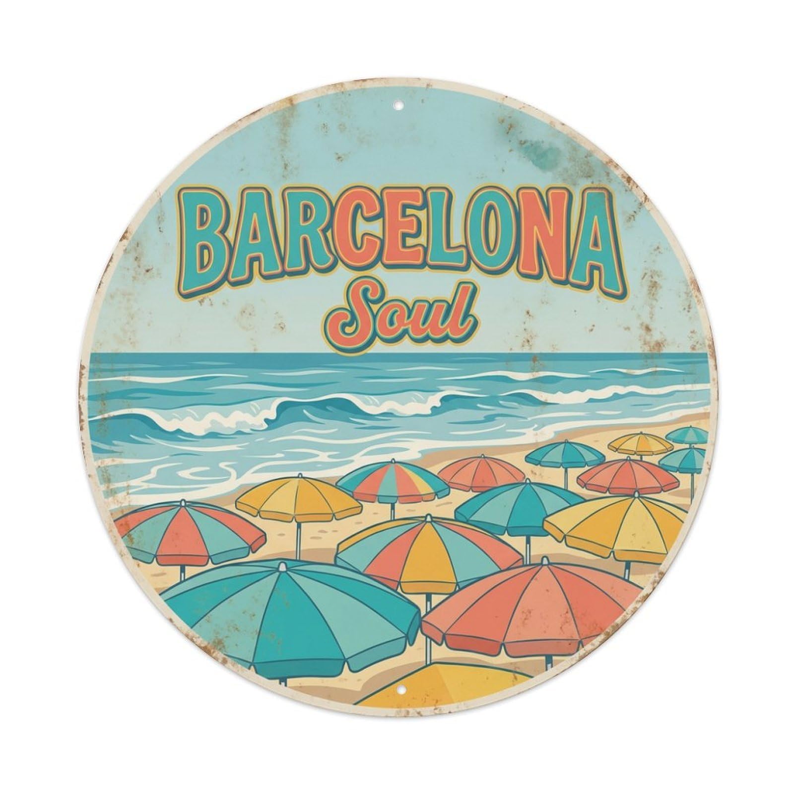 Fqnyr Style Metal Tin Sign Vintage Travel Barcelona Spain Spirit