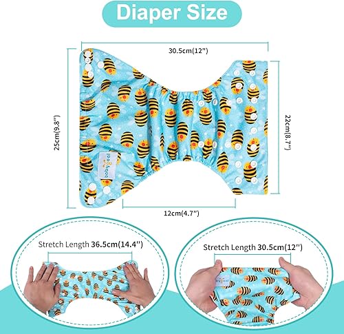 Miniatura 3 de babygoal Pañales de tela para recién nacidos, paquete de 13 unidades para niños prematuros de 5-12 libras, 6 unidades con 6 insertos y bolsa para