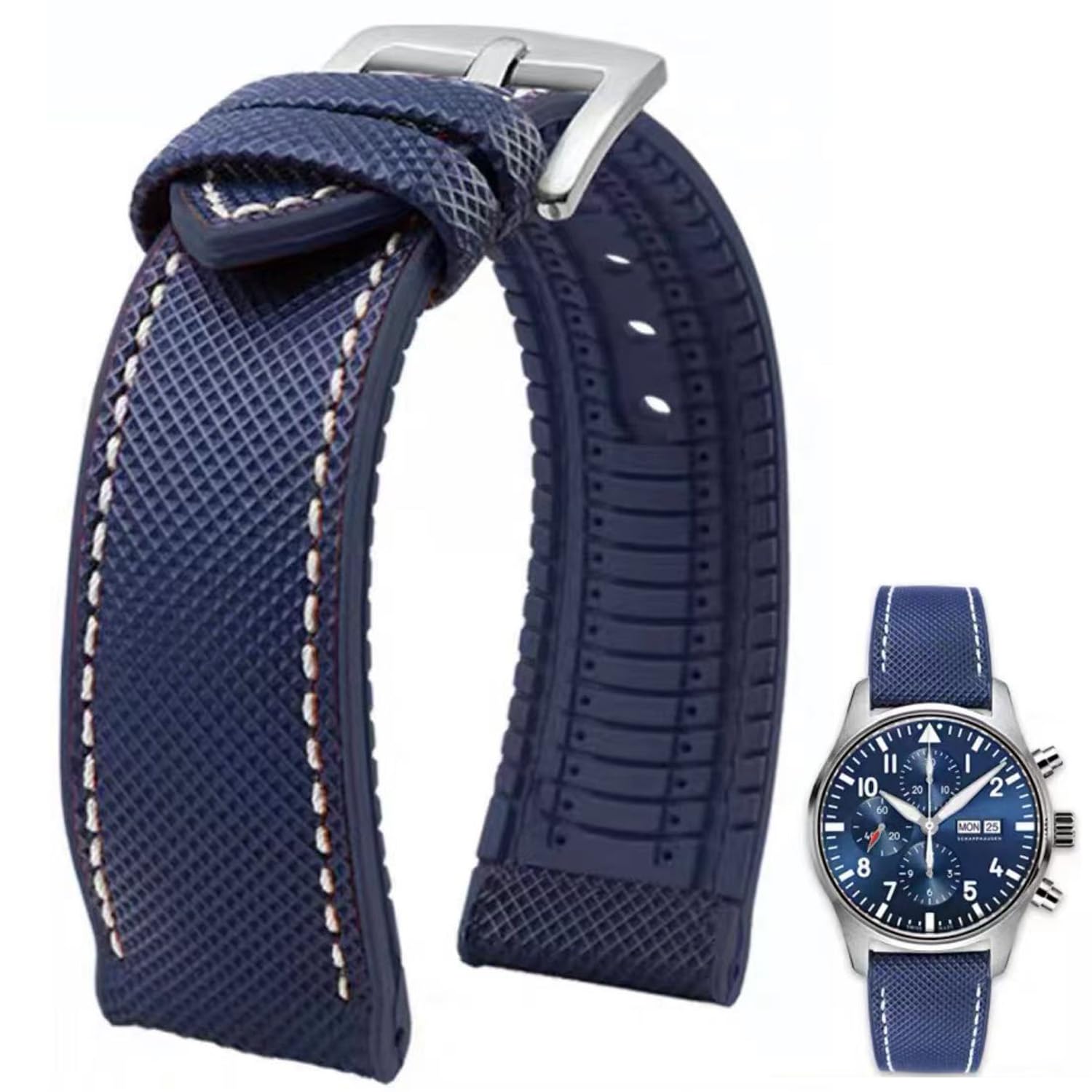 Danxancy FKM Rubber Nylon Watch Band 20mm 22mm 24mm Fluororubber Waterproof Soft Breathable Durable FKM Rubber Watch Band Universal Replacement Band