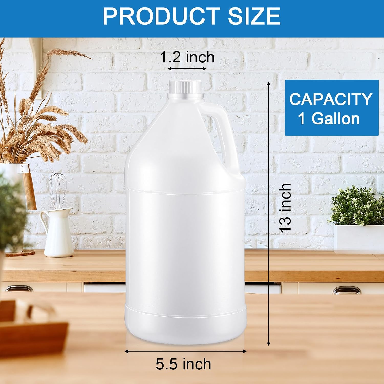 Hoolerry 8 Packs 1 Gallon Plastic Jug with Lids BPA Free Reusable Round Clear Plastic Jug with Cap Heavy Duty HDPE Containers with Pump Dispenser for Sauces Soaps Detergents Liquids(Transparent)