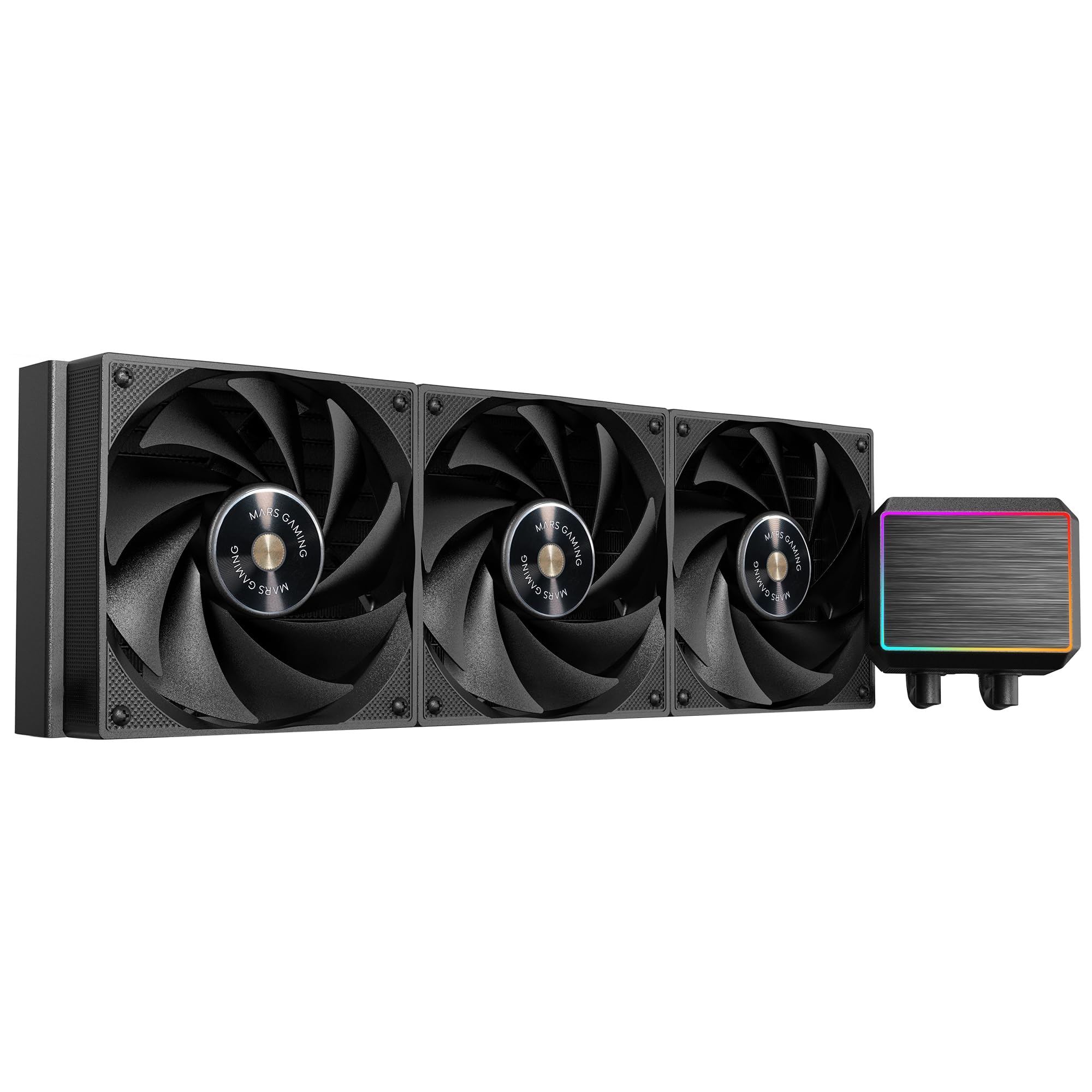 Mars Gaming ML-PROII360 Raffreddamento Liquido AIO 600W TDP, Pompa 4ª Gen Opti-Chamber Base in Rame e Microcanali, 3x Ventilatore 120mm FDB, Blocco in Alluminio Spazzolato con FRGB Lineare, Nero