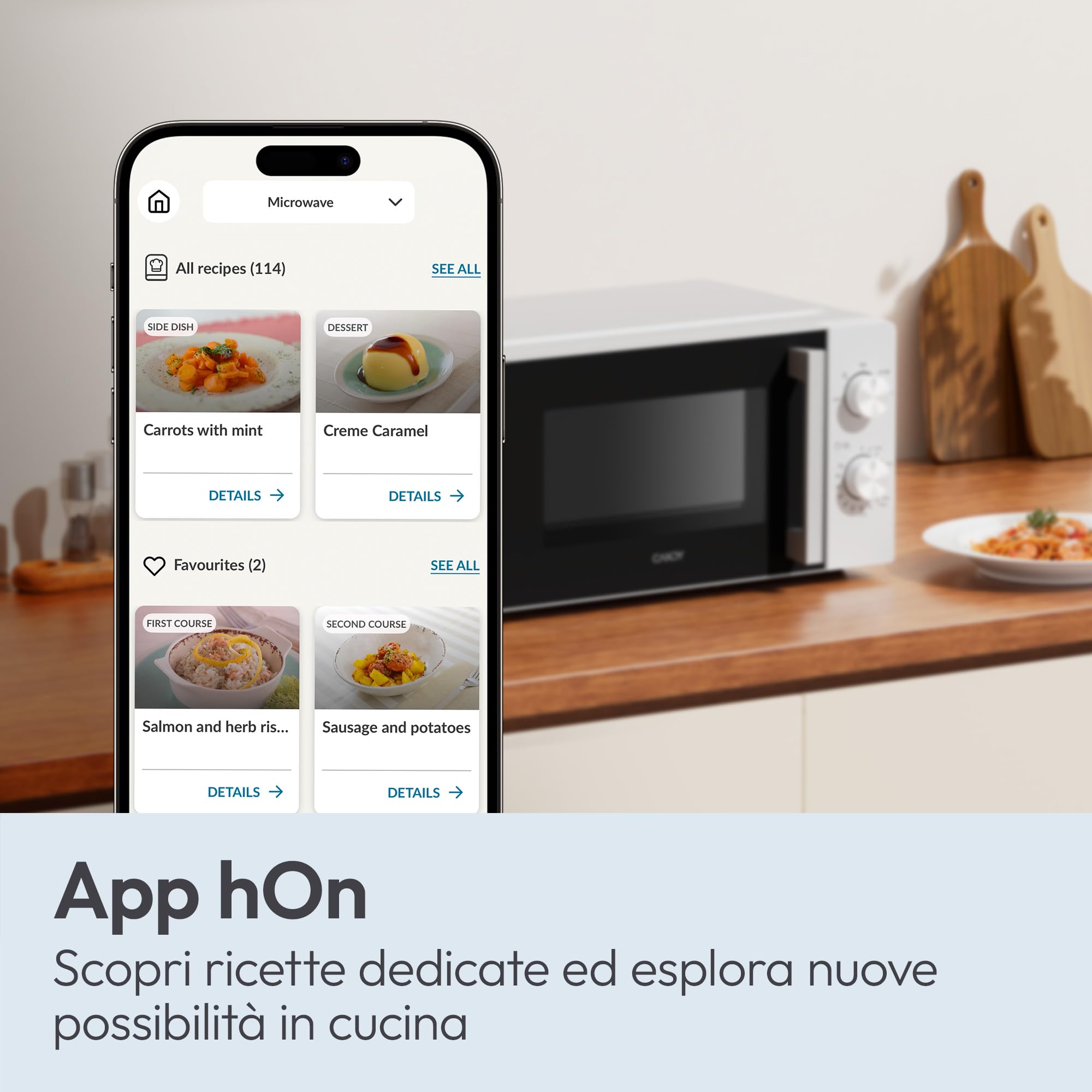Candy Forno a Microonde 20 Litri, 700W, 5 Livelli di Potenza, Piatto Girevole, Apertura Laterale, App hOn con Ricette e Contenuti Extra, Bianco, 43,4 x 32,9 x 24,1 cm YEUMW3CSMW