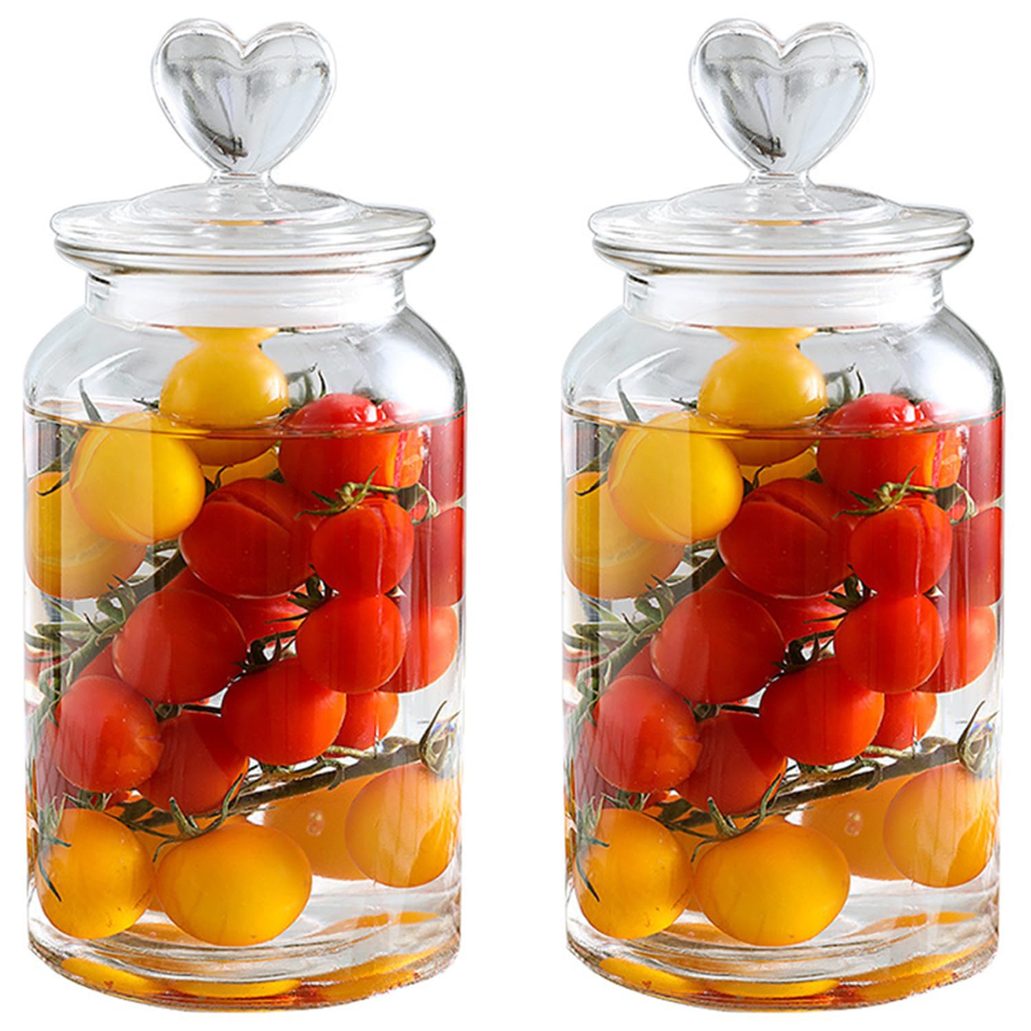 2 pcs Glass Food Storage Jars with Lids Airtight, Sweet Jars Biscuit Jars
