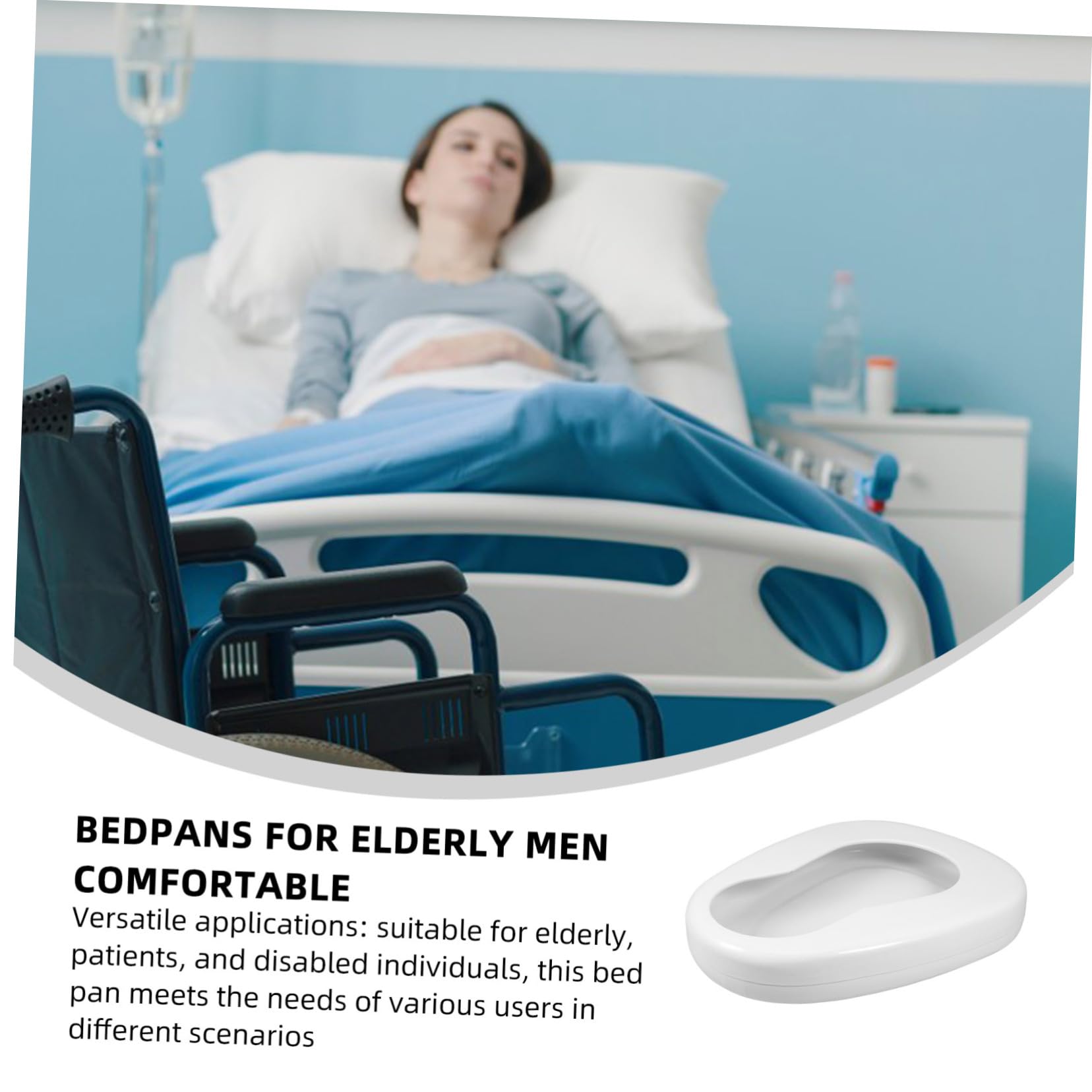 Beaupretty Padella Smaltata per Anziani Allettati Uso Notturno su Letto Resistente e Sicura per Donne e Uomini Portatile per Infermieri e Pazienti