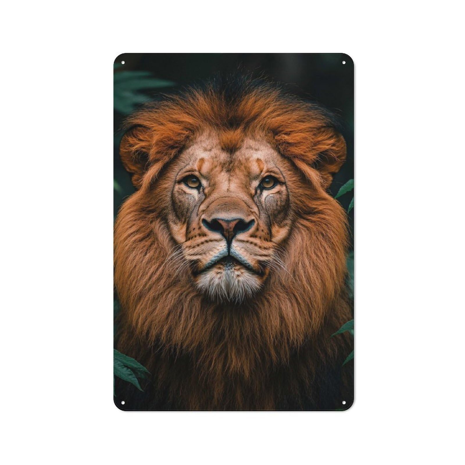 Majestic Lion Portrait in Lush Foliage Vintage Metal Wall Sign 30x20cm for Café Or Restaurant, for Metal Sign Collectors, for Garage And Workshop Walls