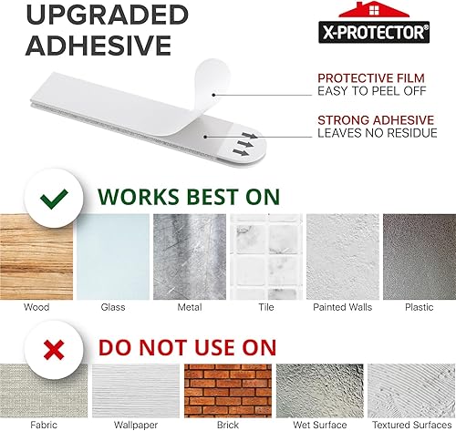 Miniatura 5 de X-Protector Tiras para colgar cuadros, 28 pares de ganchos de fotos sin daños, ganchos de pared autoadhesivos sin clavos, tiras resistentes para