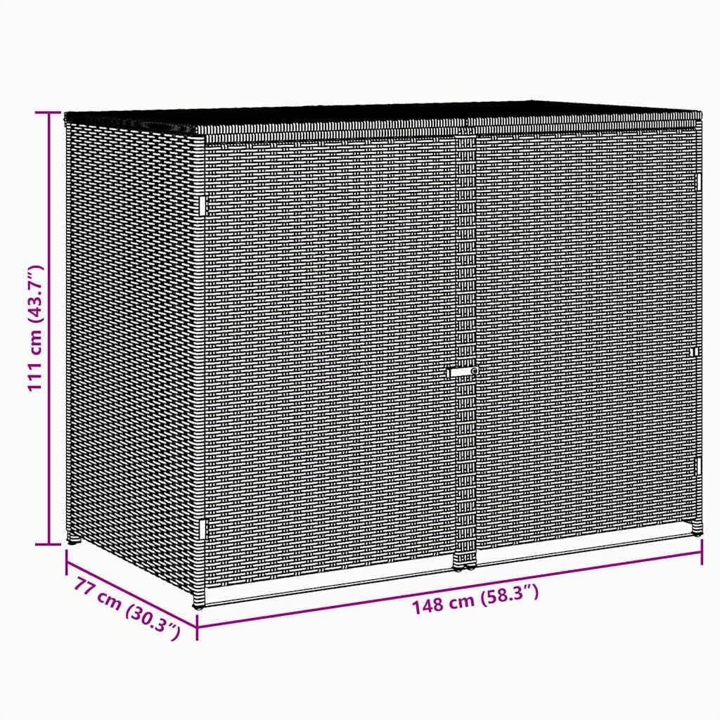 Abri de poubelle double Résine tressée Anthracite 148x77x111cm