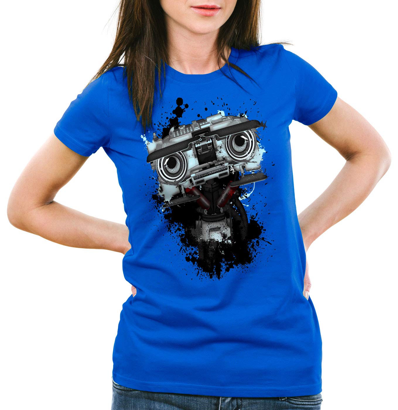 Style3 T-Shirt Donna Johnny 5 - Robot Di Short Circuit - Maglia In Cotone Premium, Vestibilità Aderente, Stampa Vintage (Nero/Taglie Disponibili)