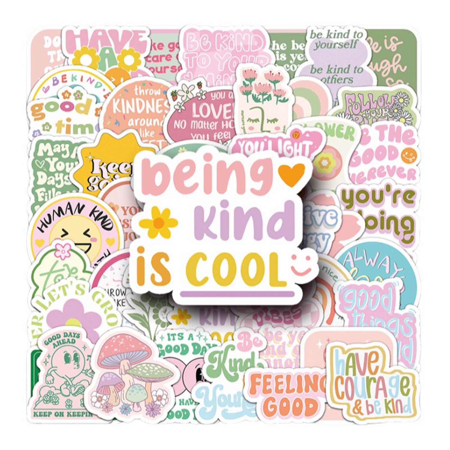Hoite 100 Pcs Pink Motivational Stickers, Waterproof Cute Stickers,Vinyl Sticker for Laptop Phone Suitcases Journal Water Bottles