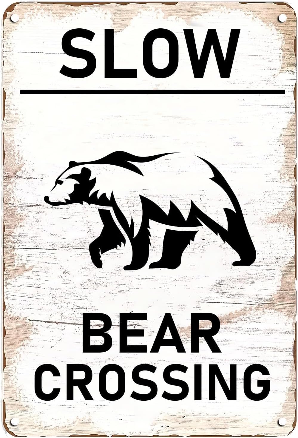SMAZDFXX Slow Bear Crossing Vintage Tin Sign,Vintage Farm Decor Bear Warning Tin Poster Street Decor Signs for Home Garden Yard Bar Pub Outdoor Man Cave Decor 5.5"x8"