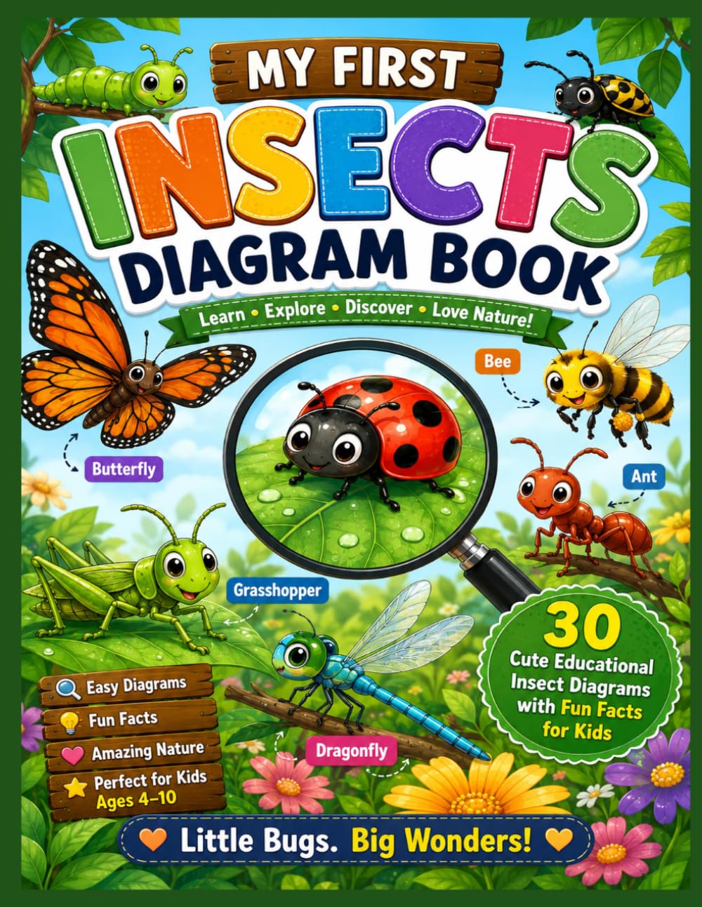 My First Insects Diagram Book: 30 Cute Educational Insect Diagrams with Fun Facts for Kids