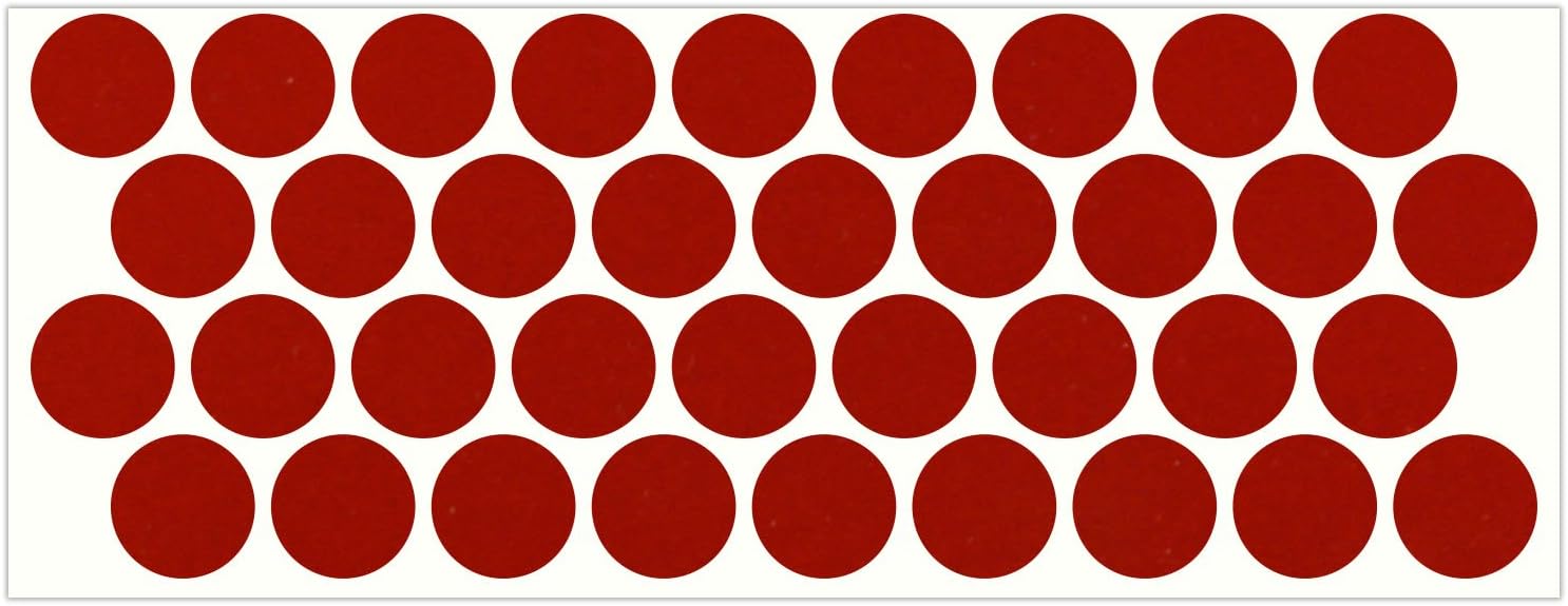 LiteMark Reflective Red 1 Inch Circle Sticker Decals for Helmets, Bicycles, Strollers, Wheelchairs and More - Pack of 36