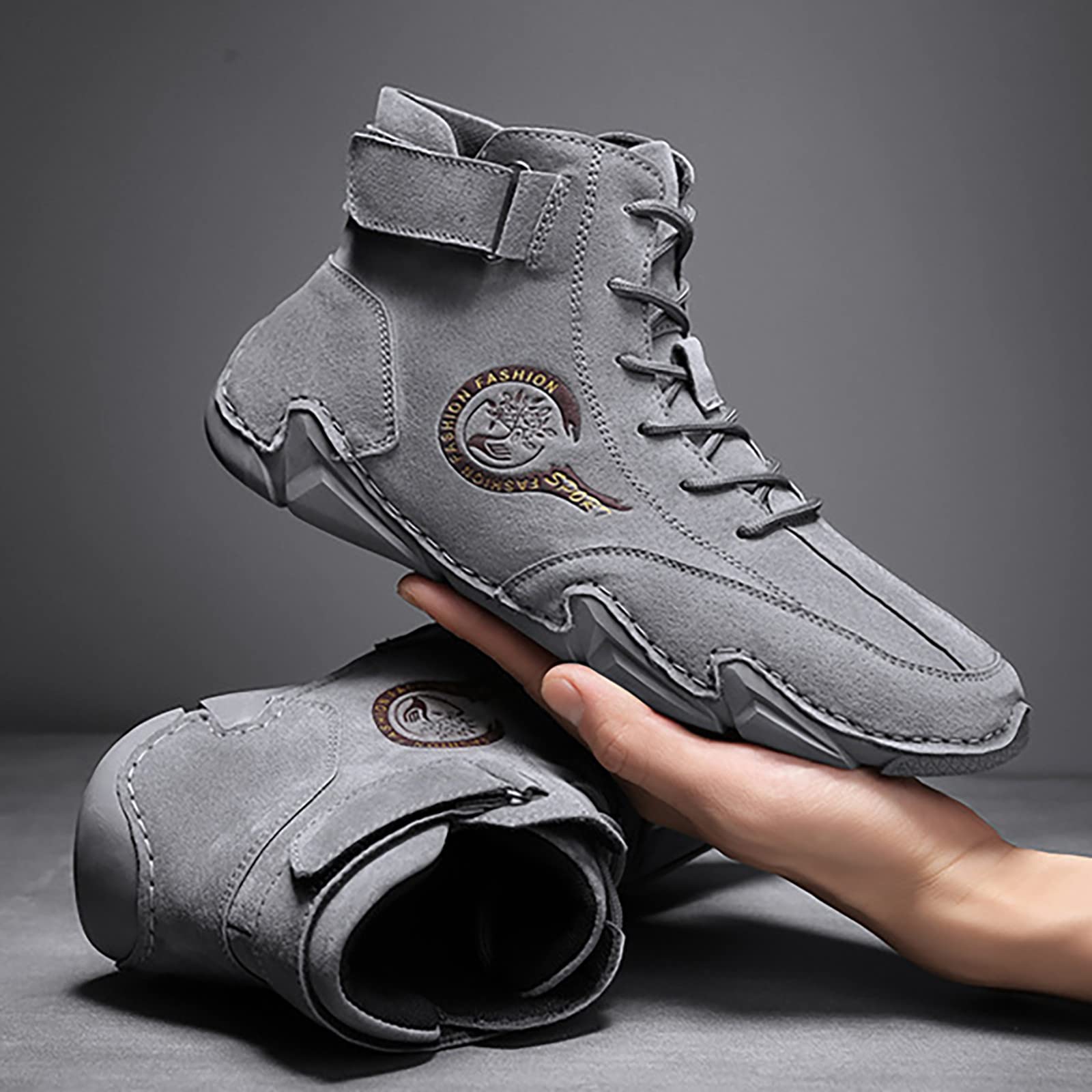 WWricotta Nuevos Zapatos de Cuero para Hombre de Primavera y otoño, Botas Altas Coreanas, Zapatos Zapatillas De Vestir De Hombre Blancas Calzado Deportivo Impermeable
