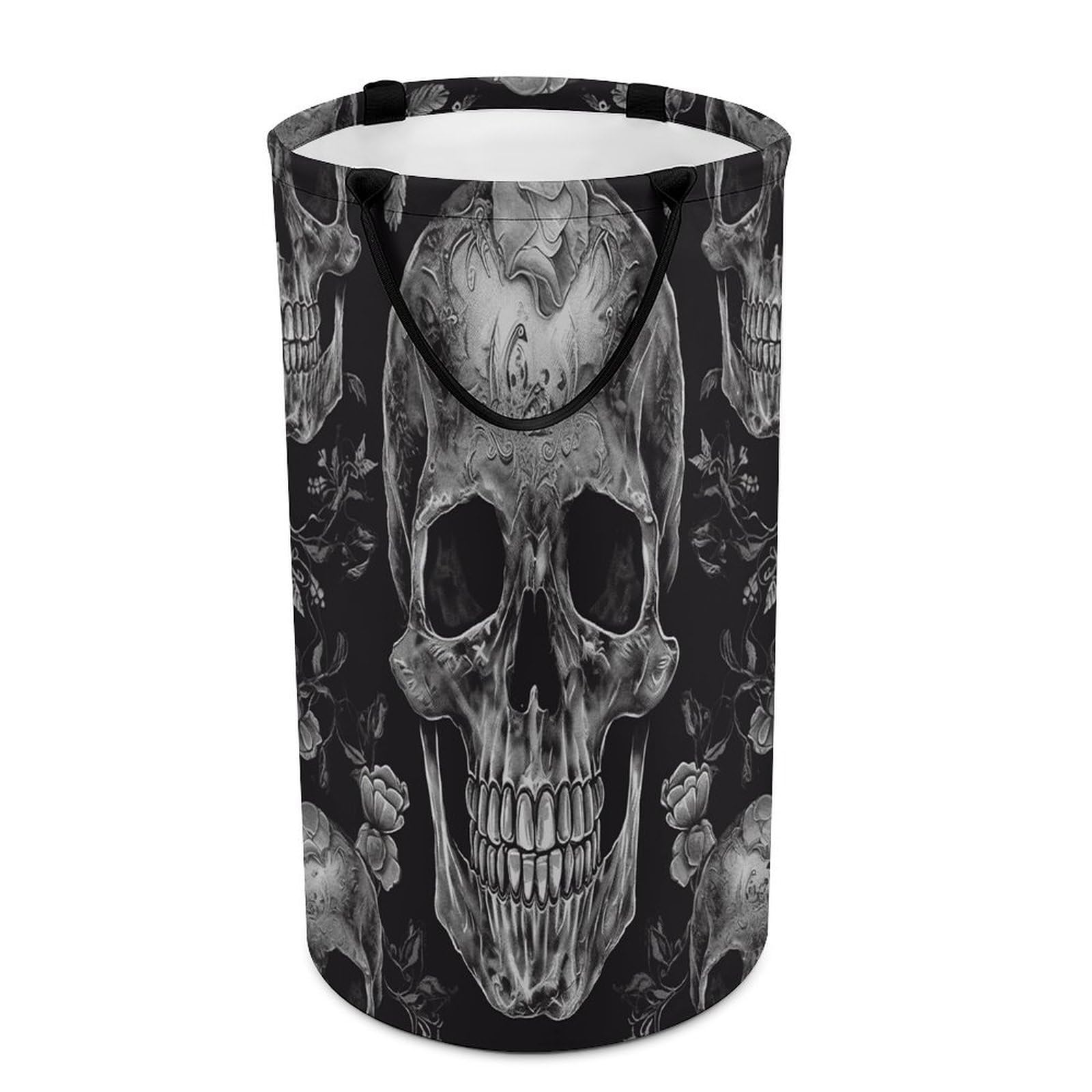 Skull Skeleton Laundry Basket with Handles Large Collapsible Laundry Bag Freestanding Waterproof Clothes Hamper Decor Storage of Dirty Clothe for Family Bathroom 86L