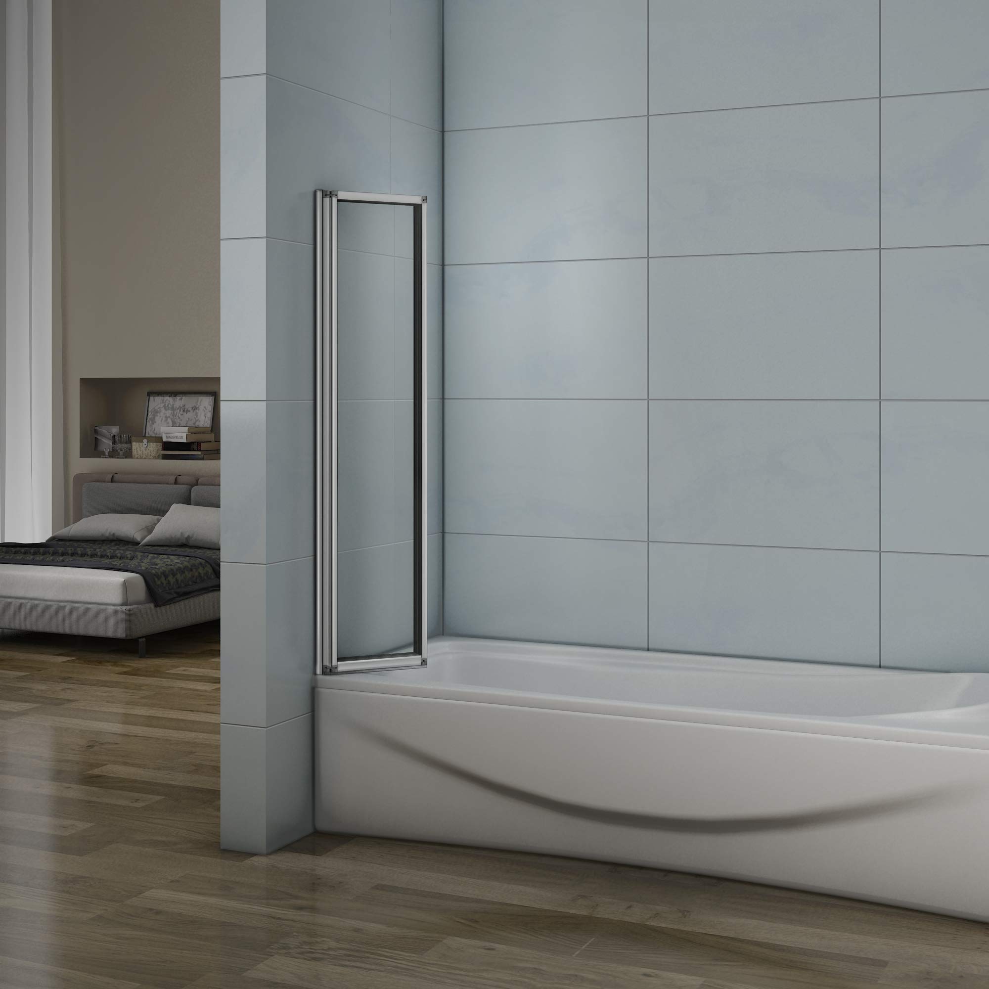 AICA 120x140cm Badewannenaufsatz Duschabtrennung 5-teilig Badewannenfaltwand Duschwand für Badewanne Faltbar ESG Sicherheitsglas