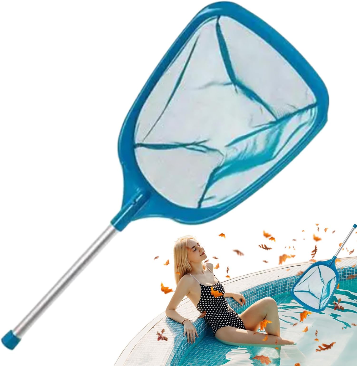 Pool Nets for Cleaning - with Pole Mesh Cleaner,Swimming Pool Leaf Clean Equipment | for Over Ground Inground Backyard Pond Hot Tub Spa Corner Stairs