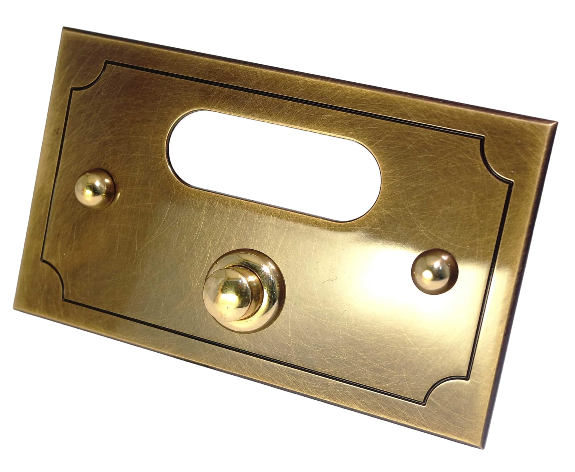 Neroni Mameli Campanello in Ottone Bronzato per Esterno abitazione - Porta Ingresso Casa, con Pulsante Elettrico - Modello Ottaviano - Made in Italy