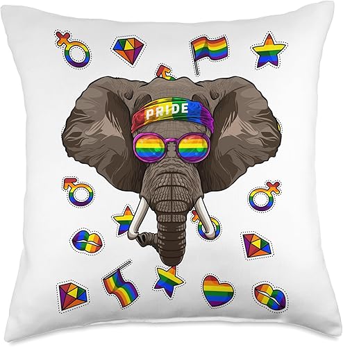 Miniatura 5 de Cute LGBT Animals LGBT - Almohada lesbiana con diseño de elefante, gay Pride Month Animal Rainbow Lesbiana, 16 x 16 pulgadas, multicolor