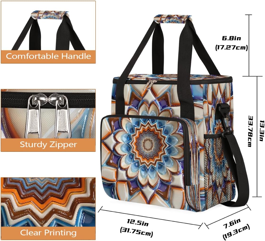 Mandala Design Portable Coffee Maker Carrying Bag Compatible with Keurig K-Mini/K-Mini Plus - Travel Storage Tote with K-Cup Pod Pockets for Single Serve Coffee Brewer
