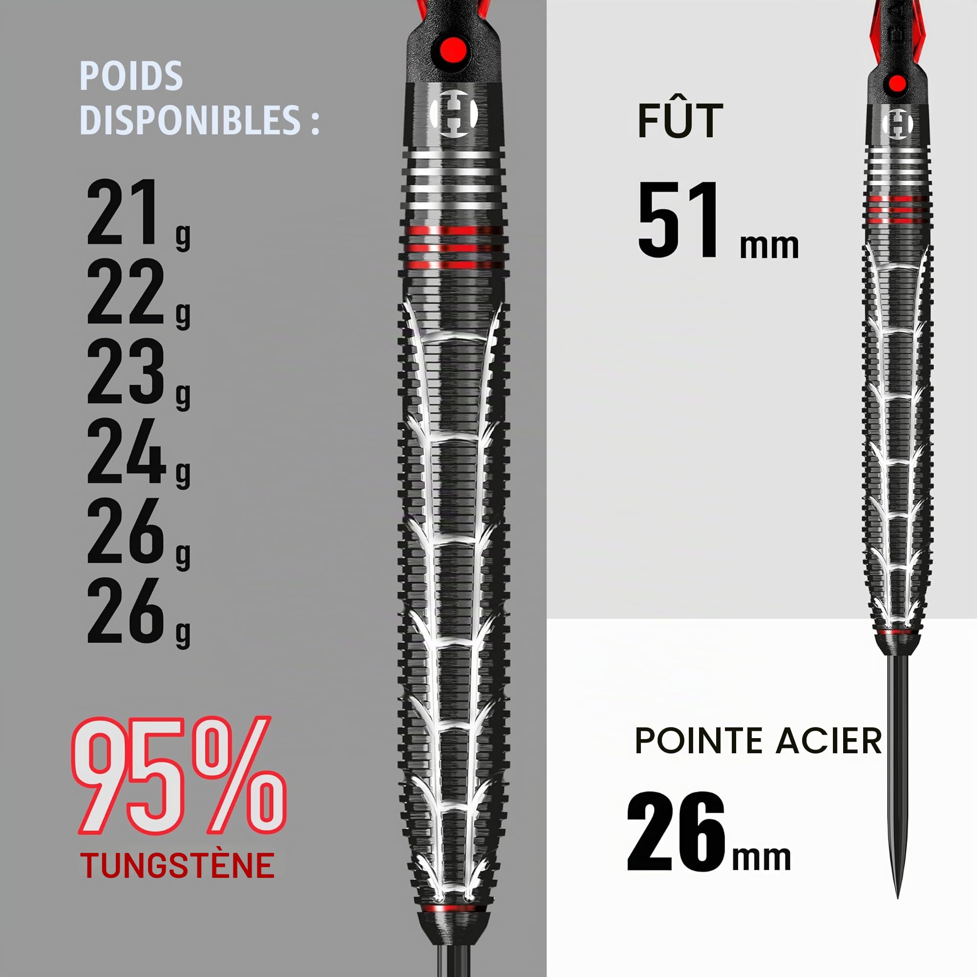 Harrows Atrax 95% - Fléchettes Pointe Acier