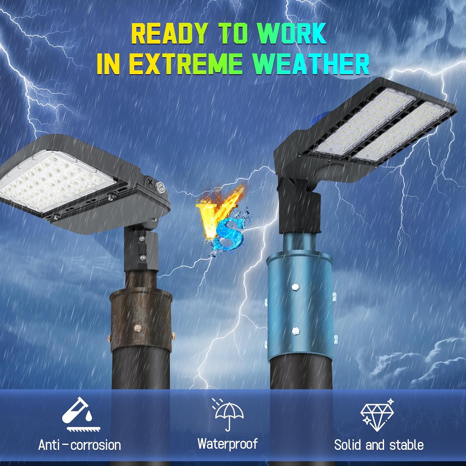 Bracket Mounting Arm for 5" Round Pole, 2 3/8" O.D. Parking Lot Light Pole Top Vertical Mount Adapter Lighting Accessories Sturdy Thicker Steel Bracket for Slip Fit Shoebox Street Lights