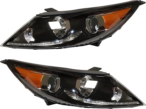 Conjunto de faros halógenos WLED DRL de repuesto para Kia Sportage 921013 2014 2015 2016 921023W710 negro (lado del conductor + pasajero)