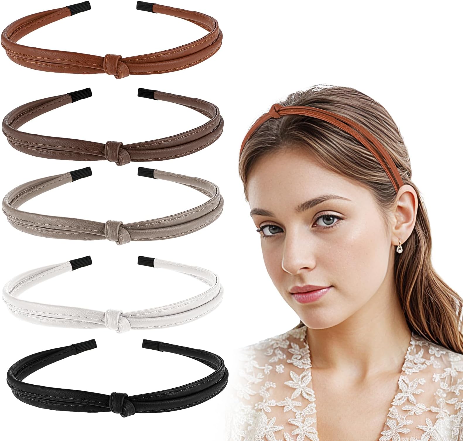 Scunci Faux Leather Braided Headband Beauty & Personal Care