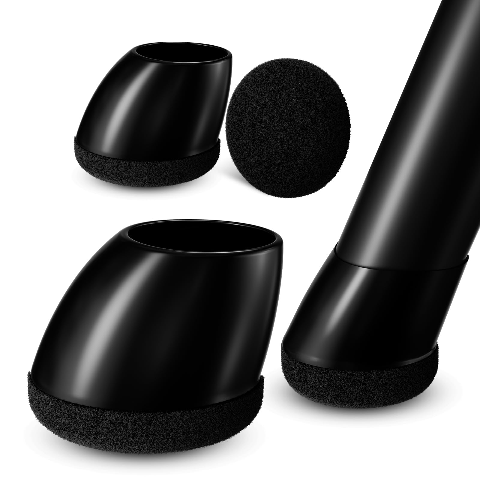 MAYZOLOP 16Pcs Chair Leg Floor Protectors,Chair Leg Caps 28-34mm Round Silicone Furniture Pads for Tilted Legs (15°-25°),Hardwood Floor Protectors with Felt,Noise Reduction, Scratch Prevention,Black — image 1