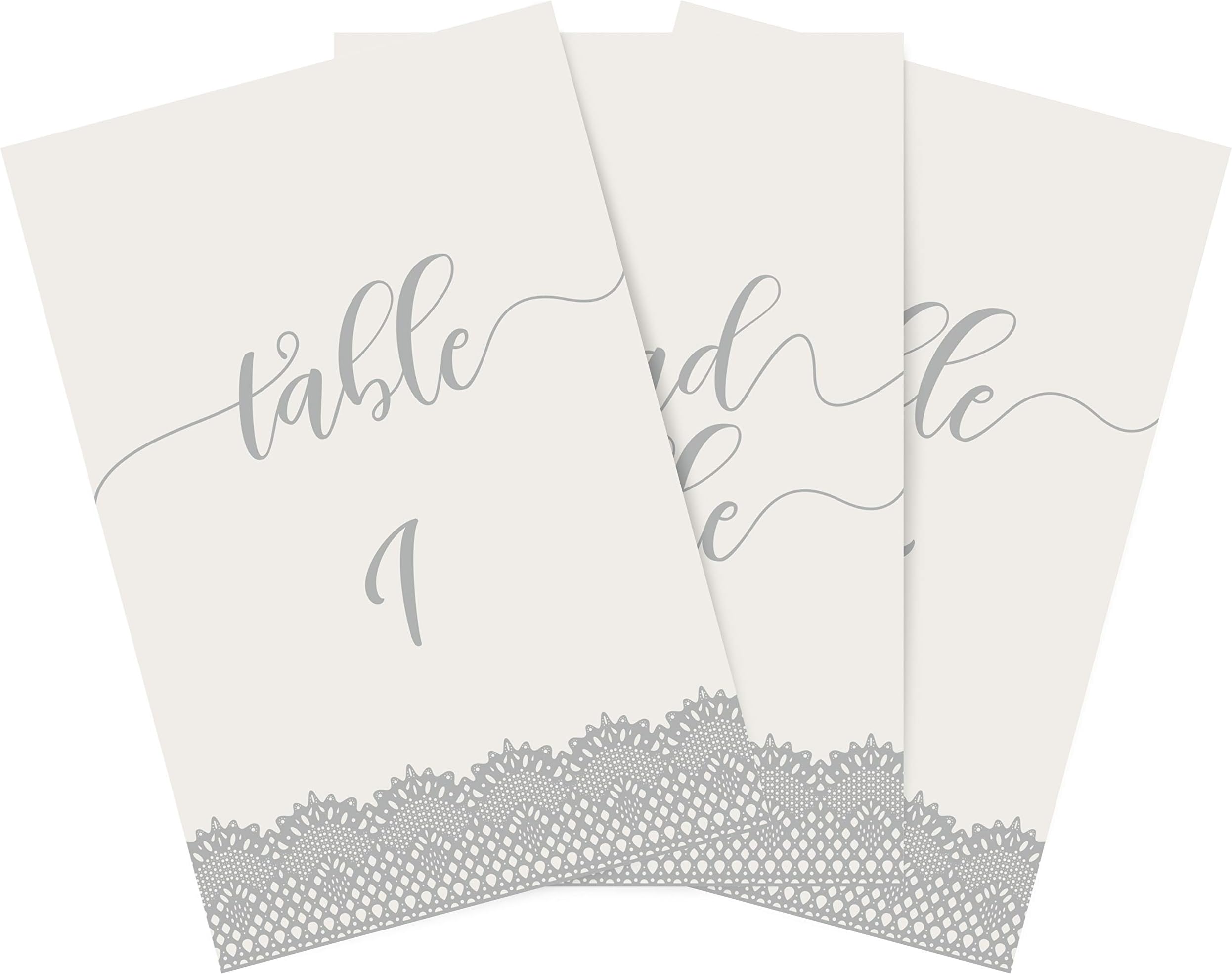 Dessie Wedding Table Numbers (Silver)| 5x7 inch Double Sided with Elegant Calligraphy Design to Liven Up Any Table | Includes Numbers 1-25 and Head Table Card (Also in Black, Rose Gold and Gold)